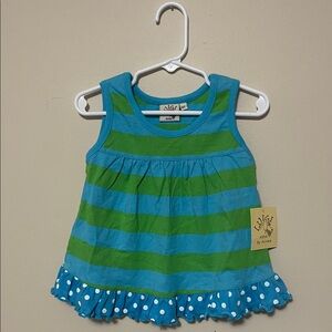 New Boutique- Blue and Green Striped Kids Top - 2T
